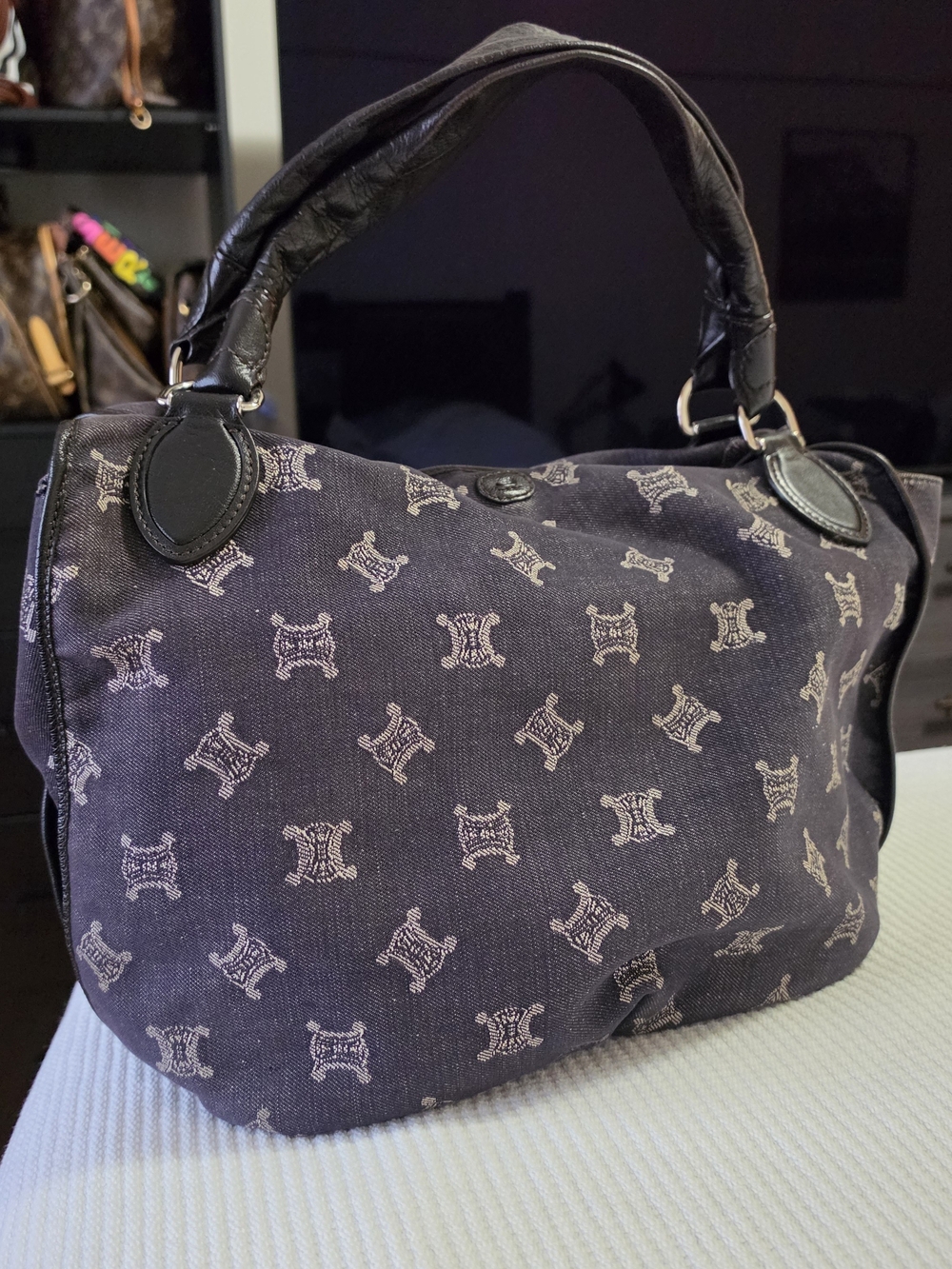 Celine Macadam Denim Shoulder Bag